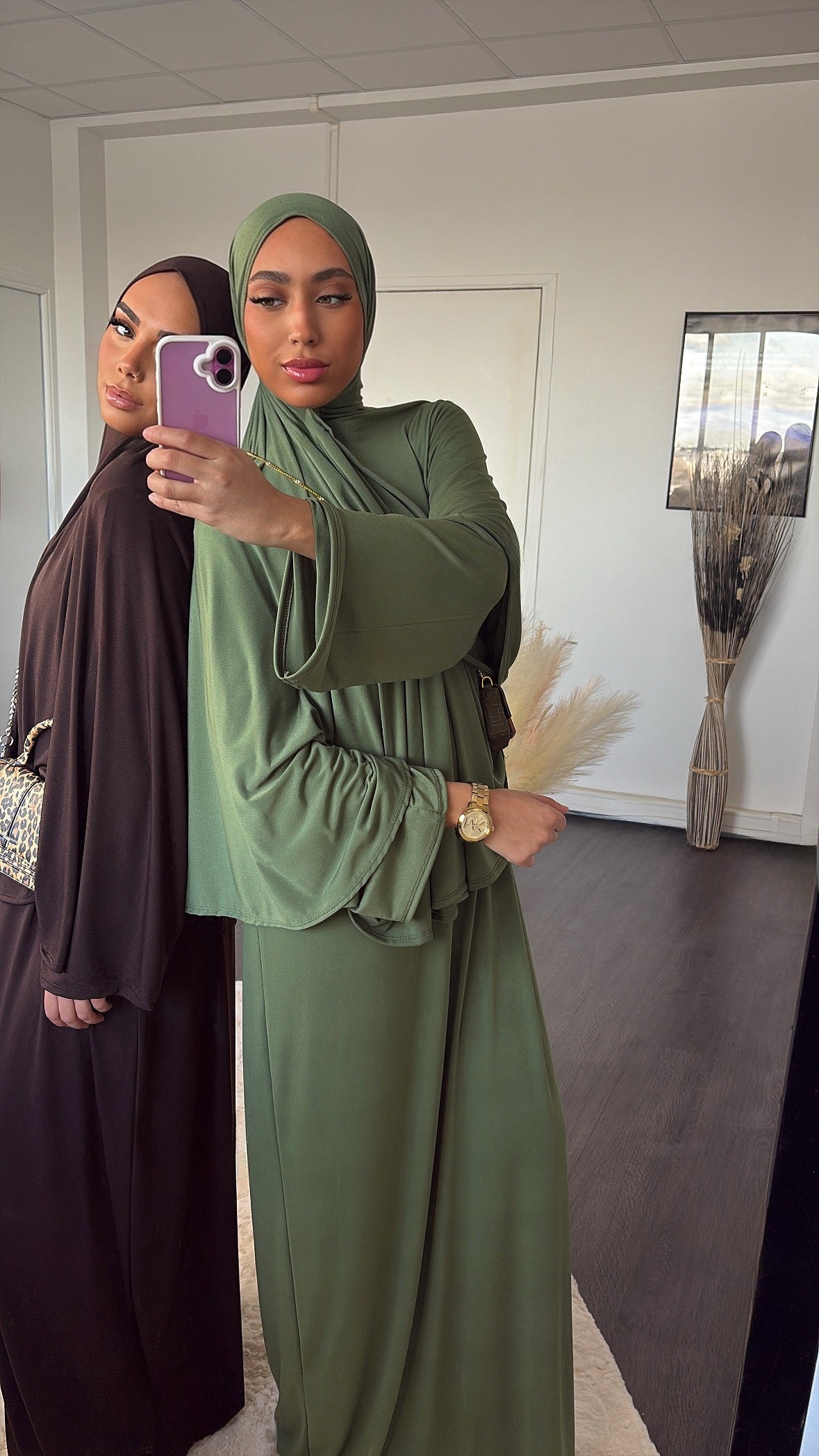 Set khalyssa - Abaya + Khimar - Vert amande