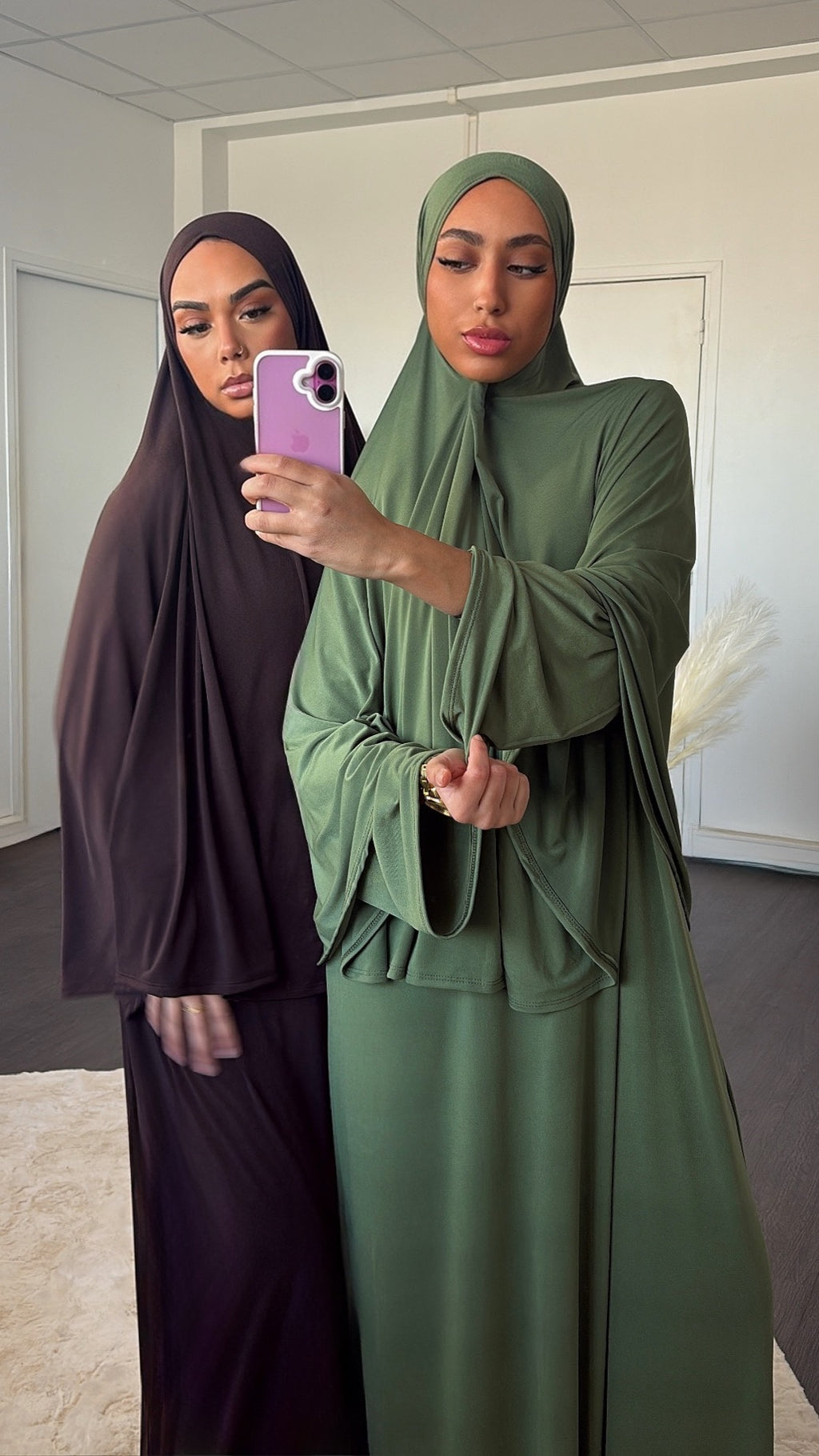 Set khalyssa - Abaya + Khimar - Vert amande