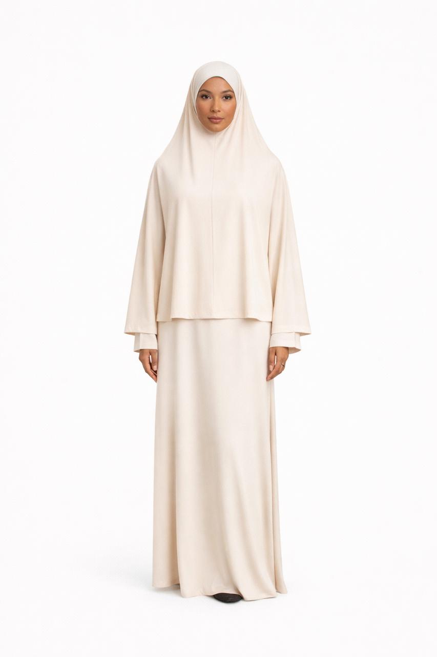 Set khalyssa - Abaya + Khimar - Blanc Ivoire
