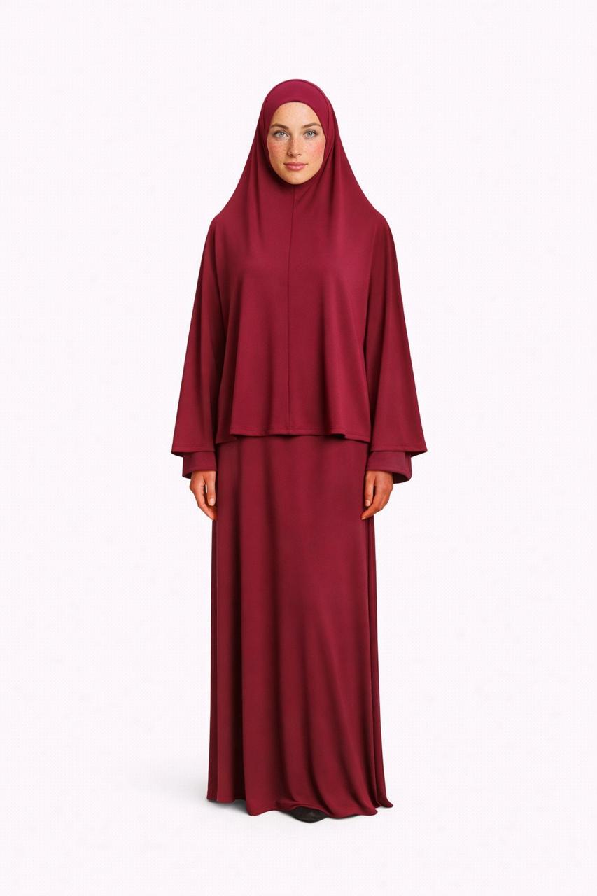Set khalyssa - Abaya + Khimar - Bordeaux