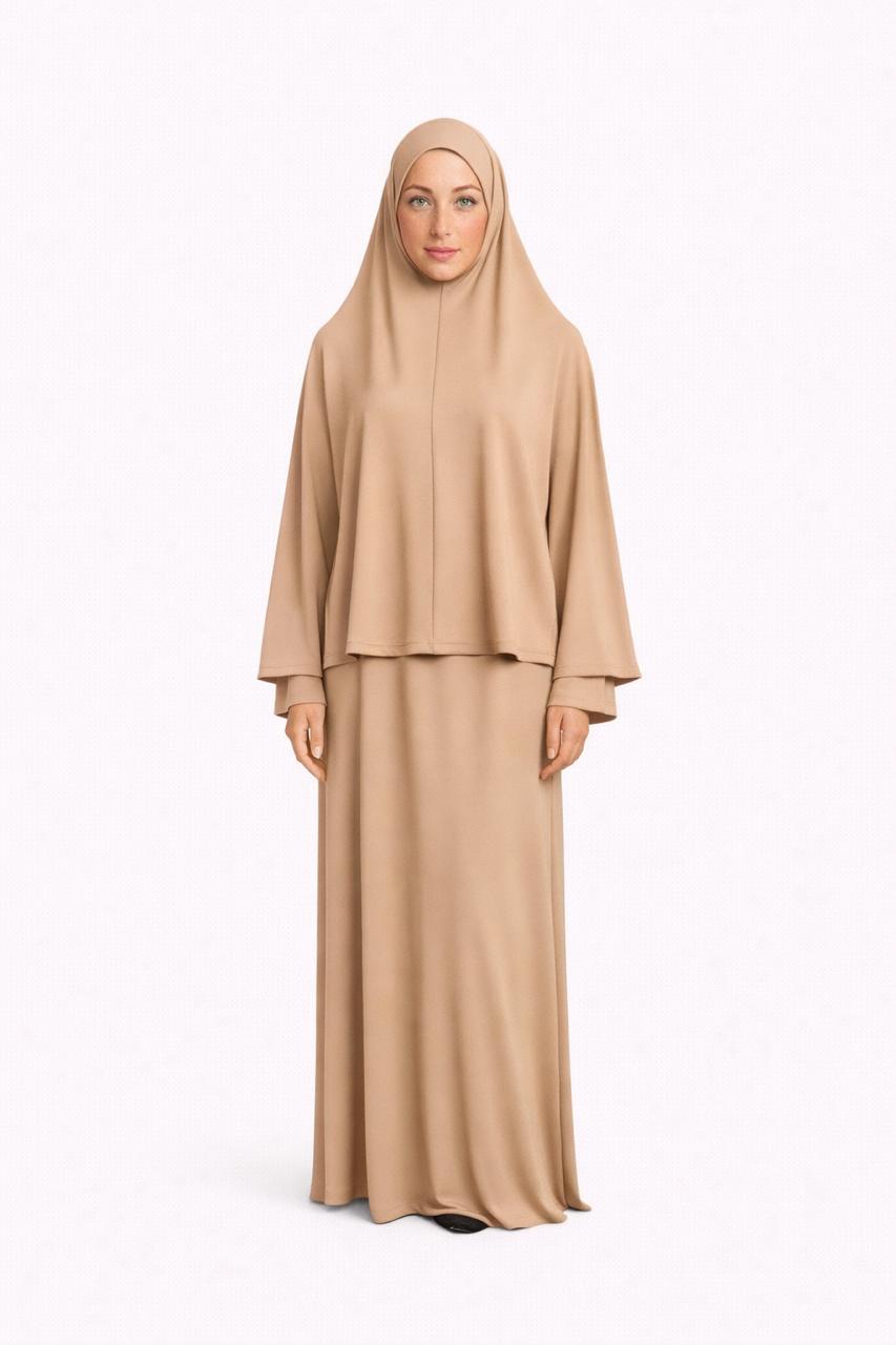 Set khalyssa - Abaya + Khimar - Beige Sablé