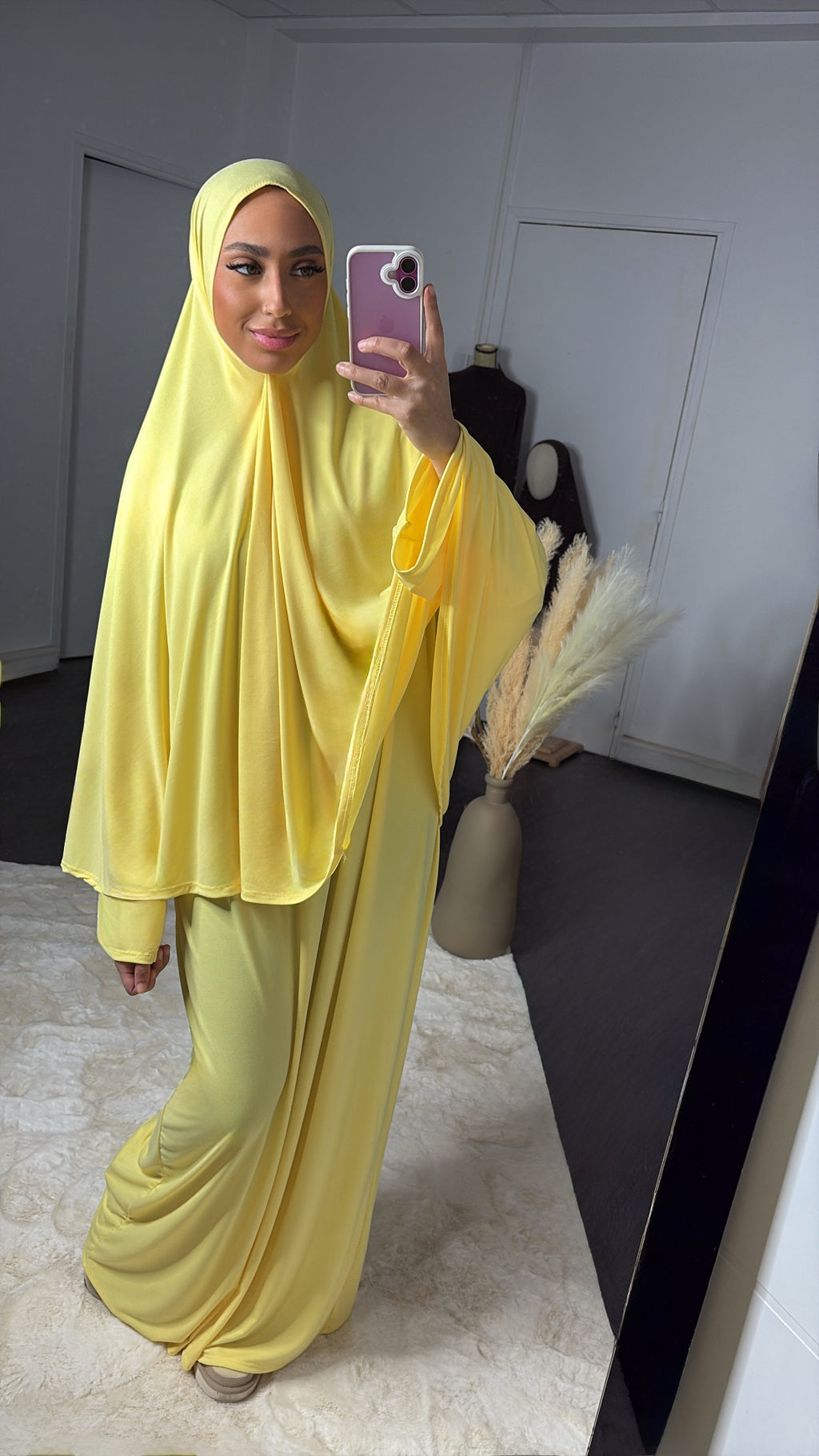 Set khalyssa - Abaya + Khimar - Jaune pastel