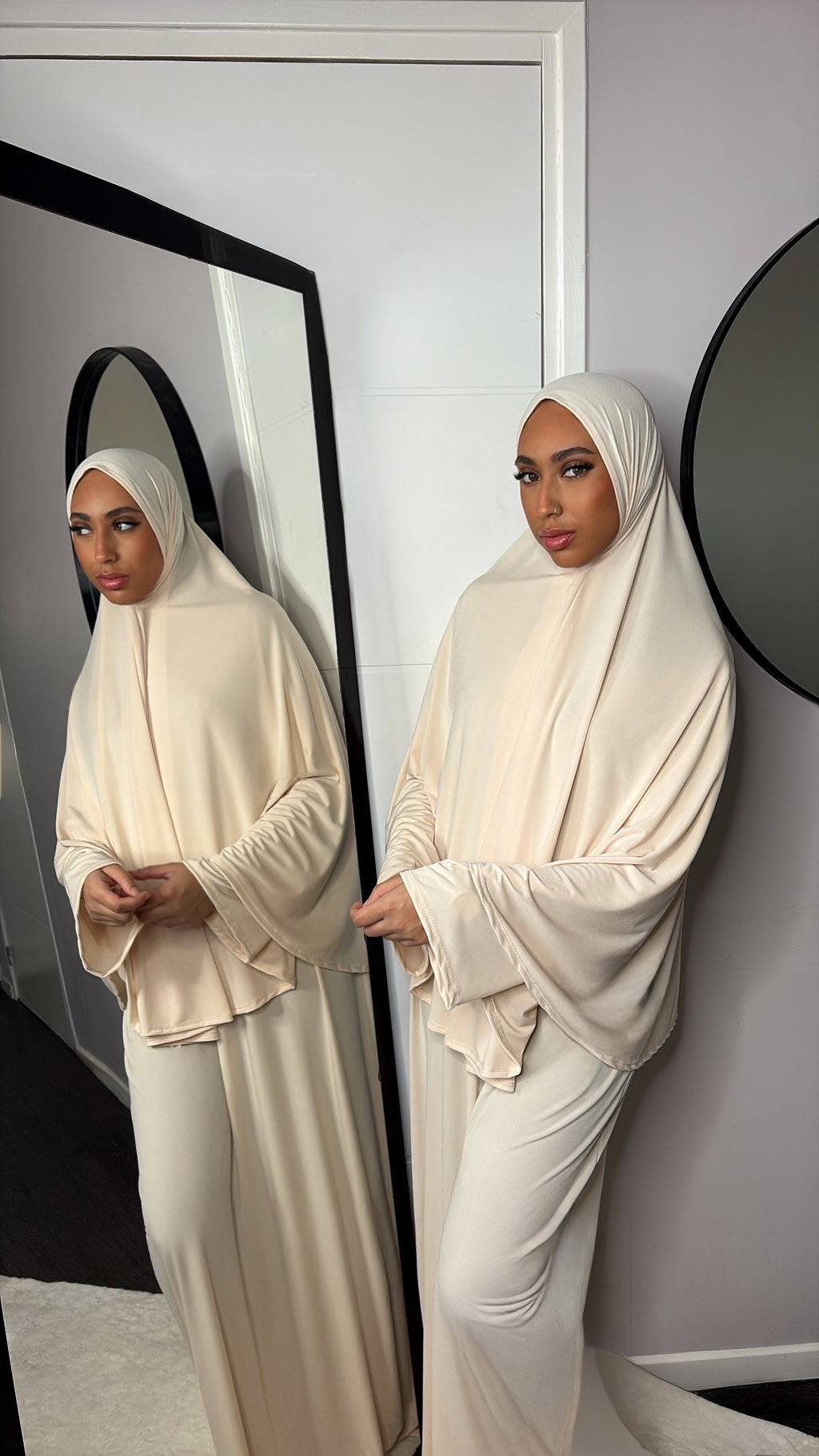 Set khalyssa - Abaya + Khimar - Blanc Ivoire