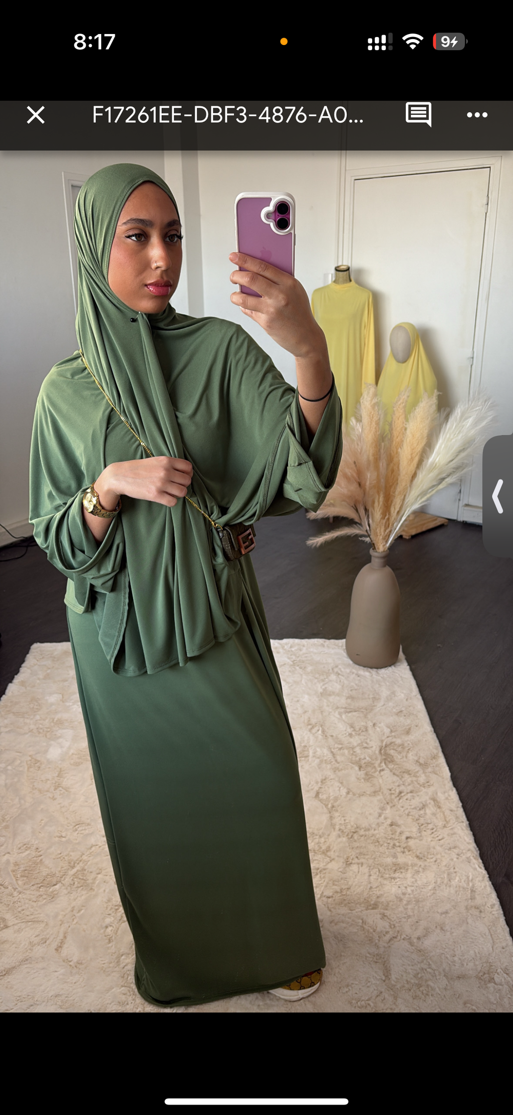 Set khalyssa - Abaya + Khimar - Vert amande