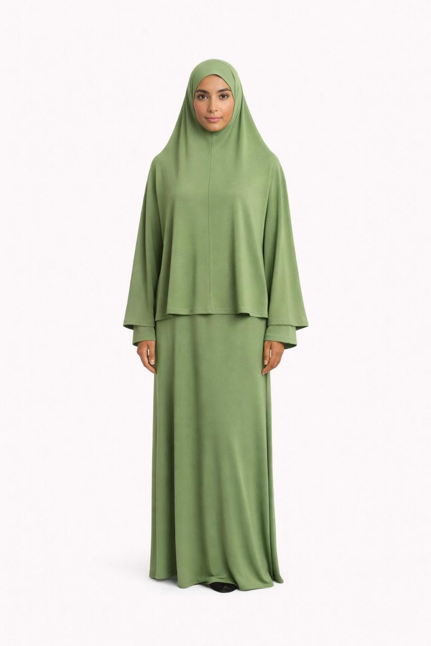 Set khalyssa - Abaya + Khimar - Vert amande
