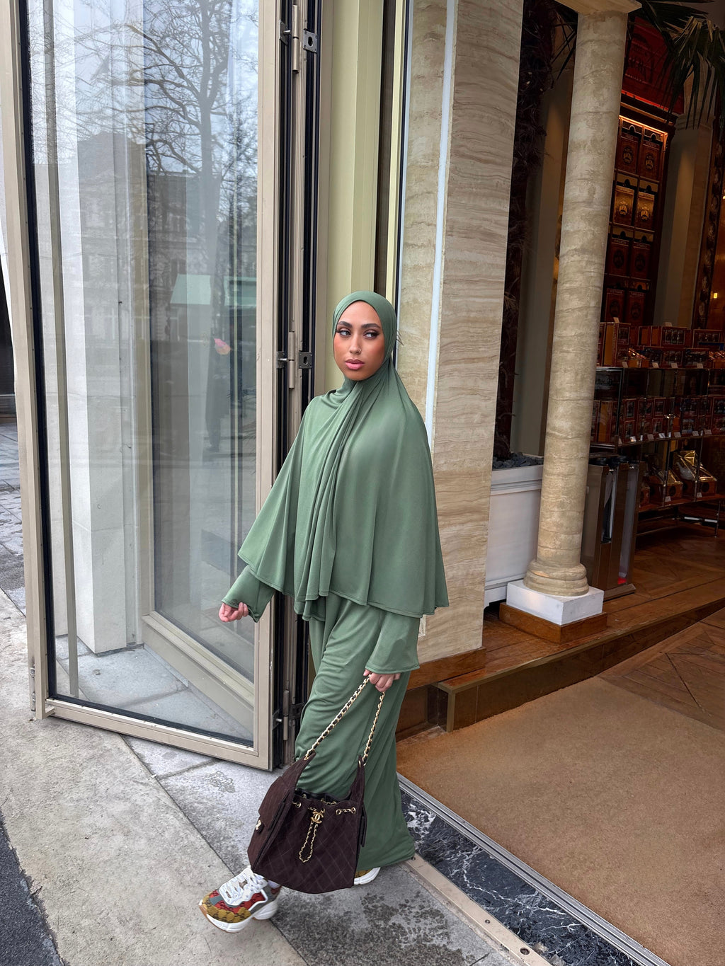Set khalyssa - Abaya + Khimar - Vert amande