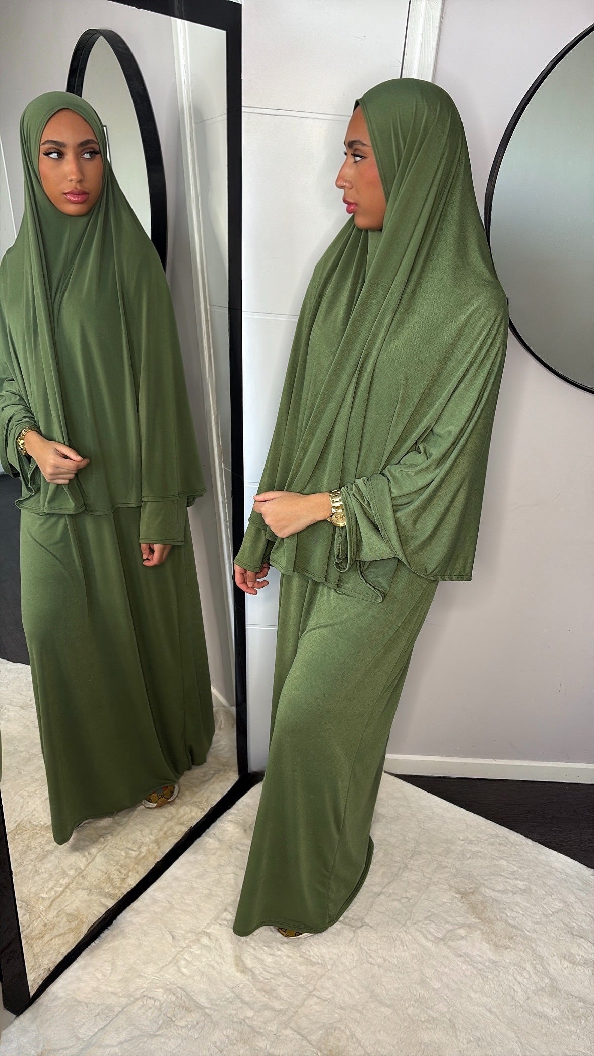 Set khalyssa - Abaya + Khimar - Vert amande