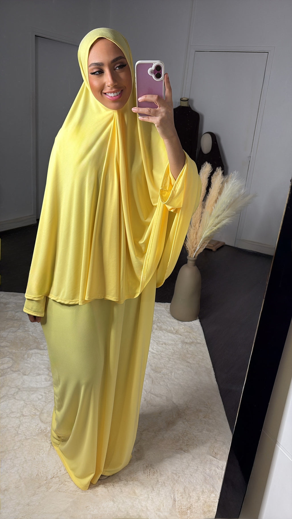 Set khalyssa - Abaya + Khimar - Jaune pastel