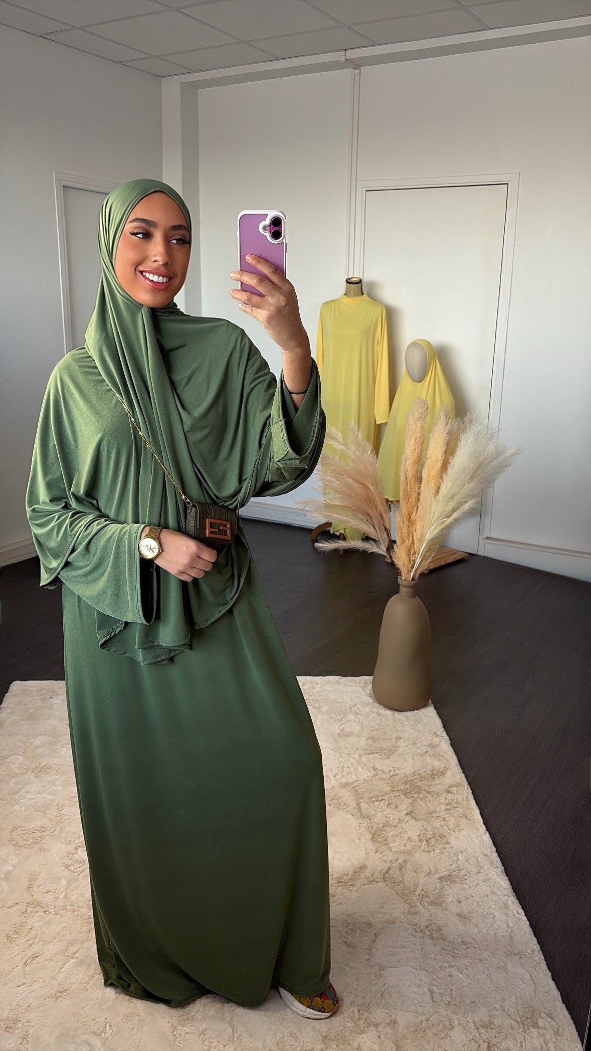Set khalyssa - Abaya + Khimar - Vert amande