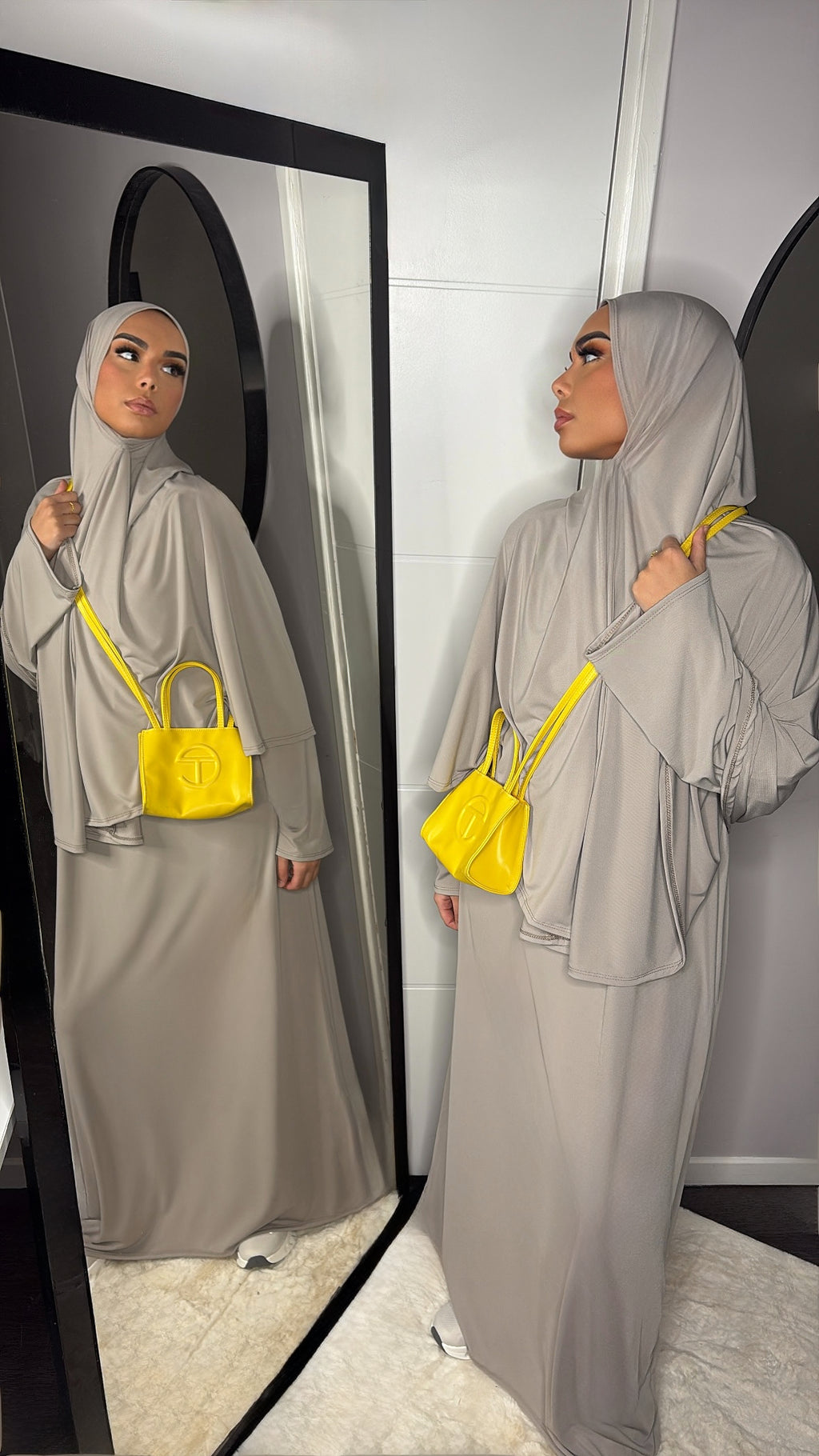 Set khalyssa - Abaya + Khimar - Taupe clair