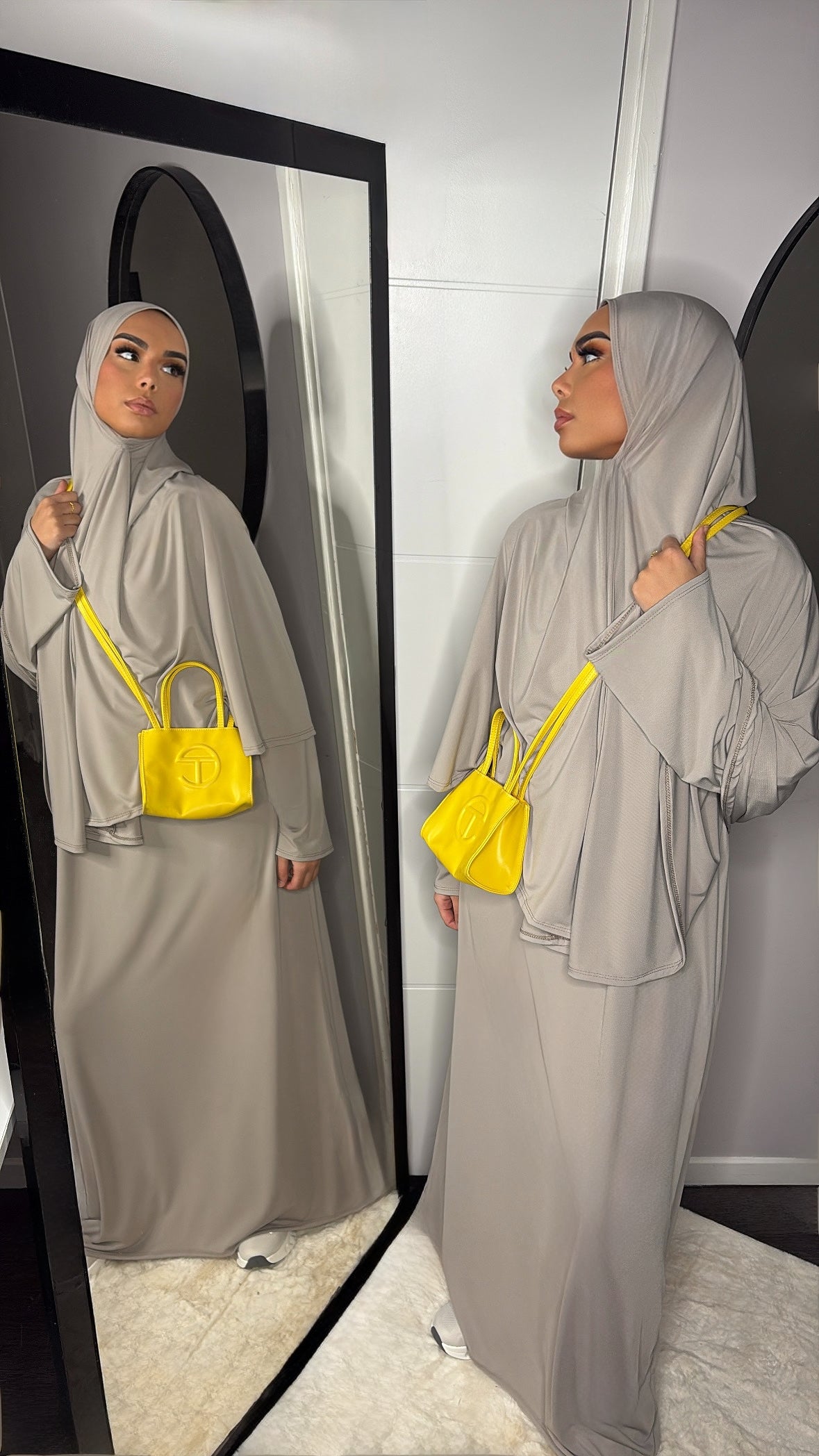 Set khalyssa - Abaya + Khimar - Taupe clair