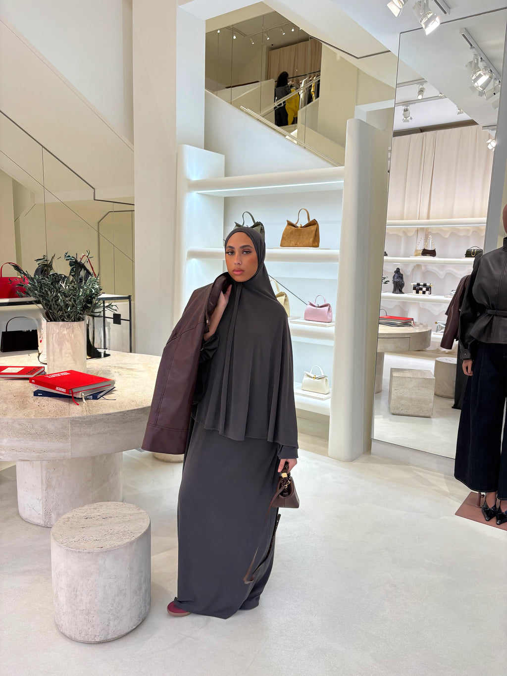 Set khalyssa - Abaya + Khimar - taupe gris foncé