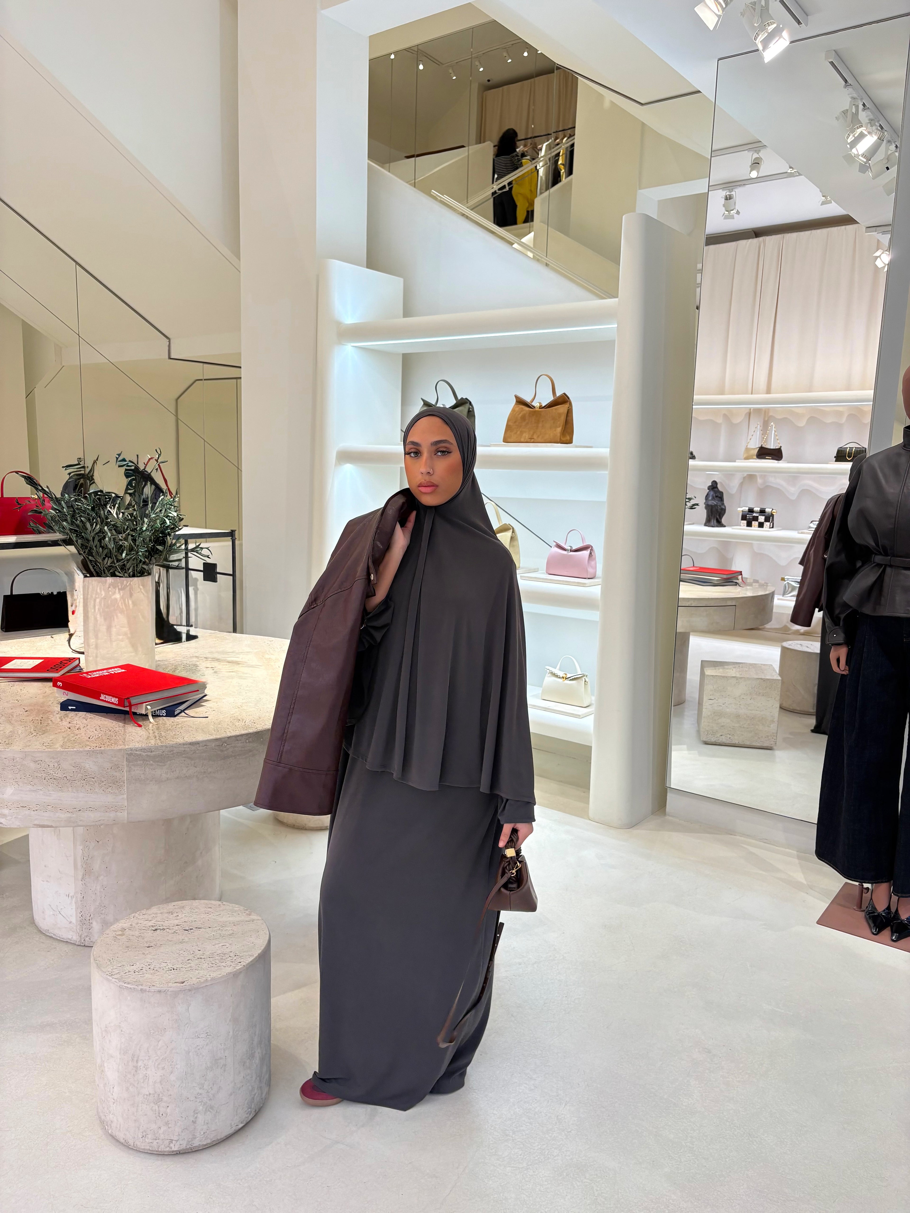 Set khalyssa - Abaya + Khimar - taupe gris foncé