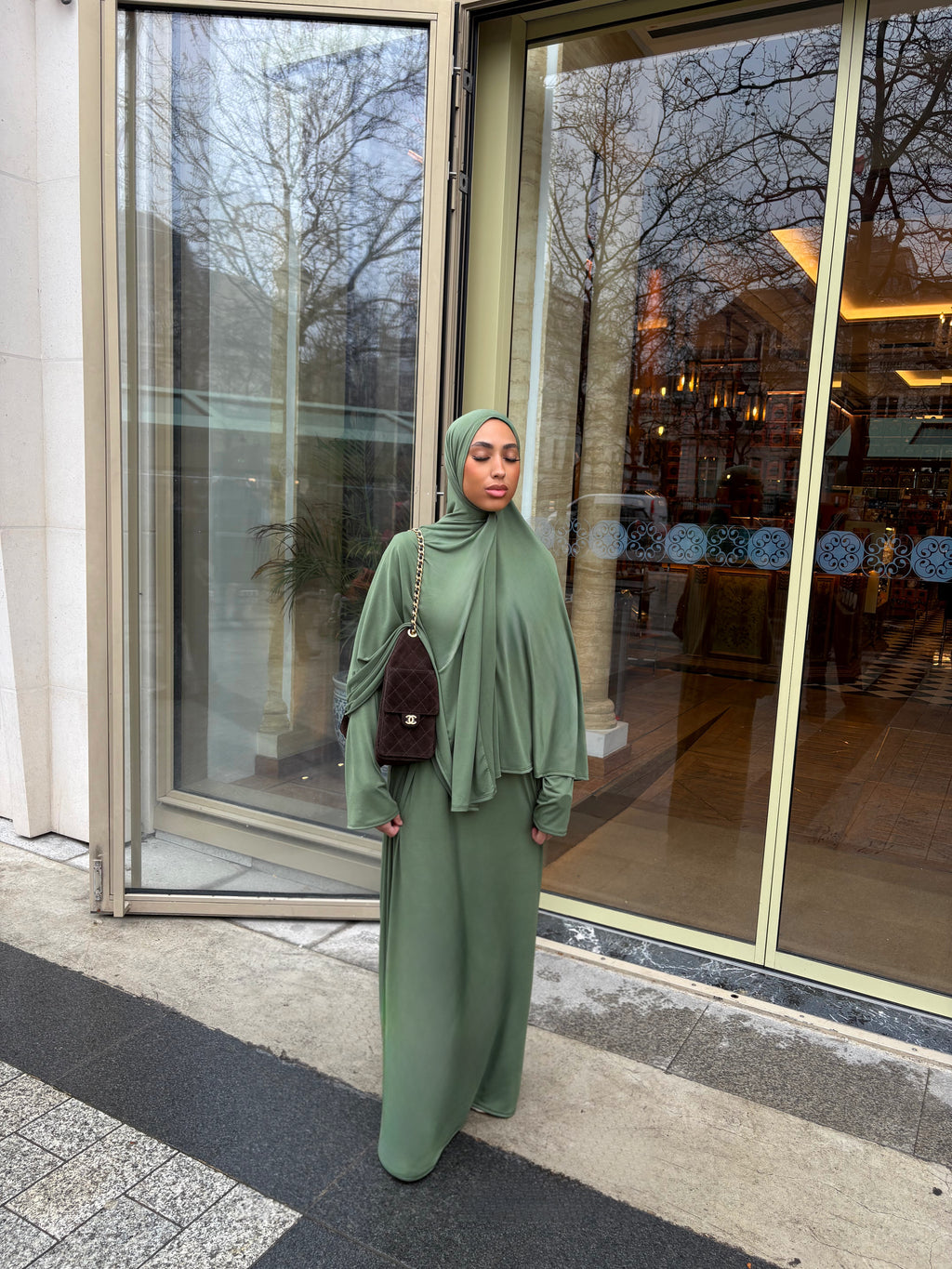 Set khalyssa - Abaya + Khimar - Vert amande