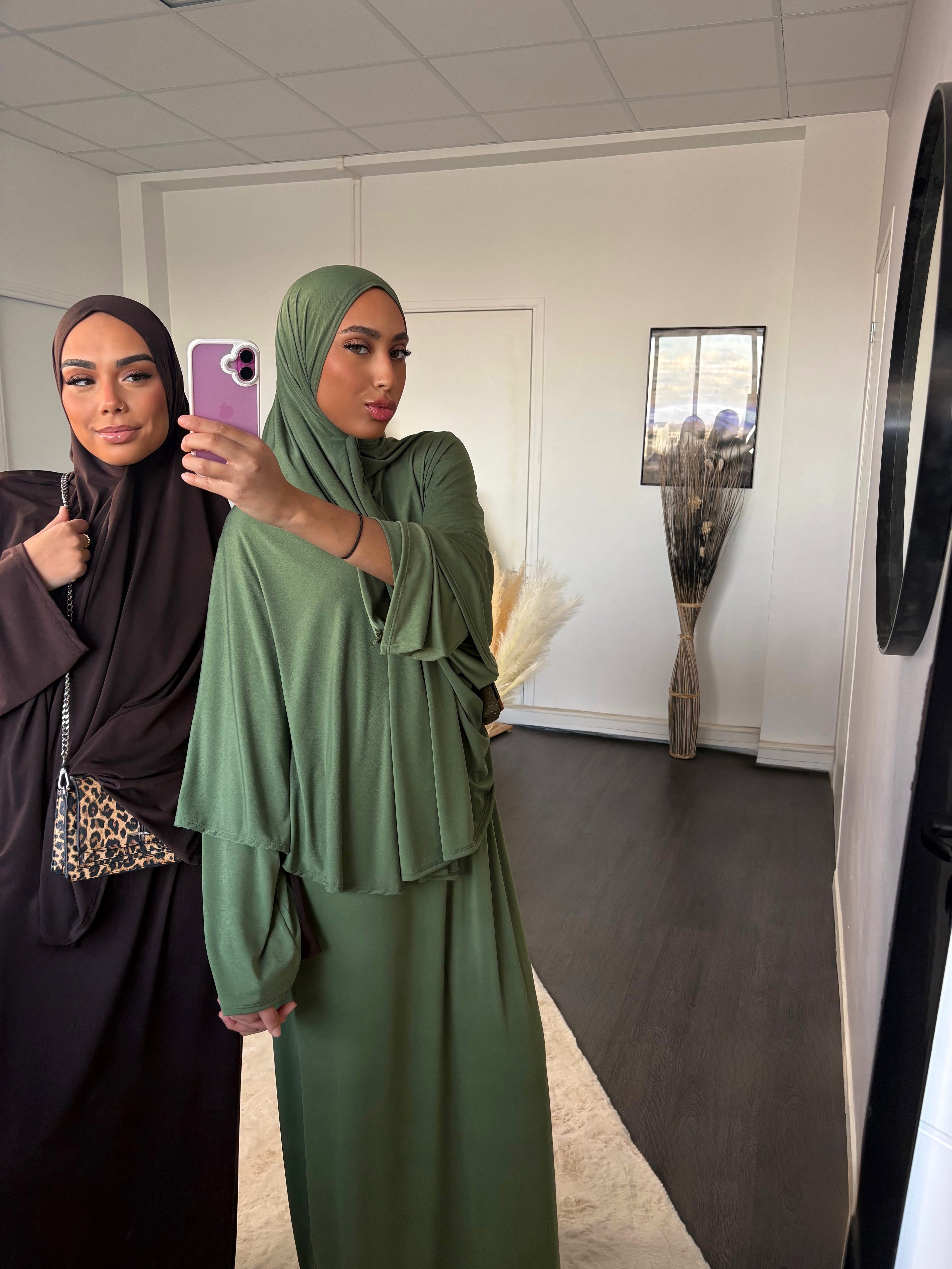 Set khalyssa - Abaya + Khimar - Vert amande