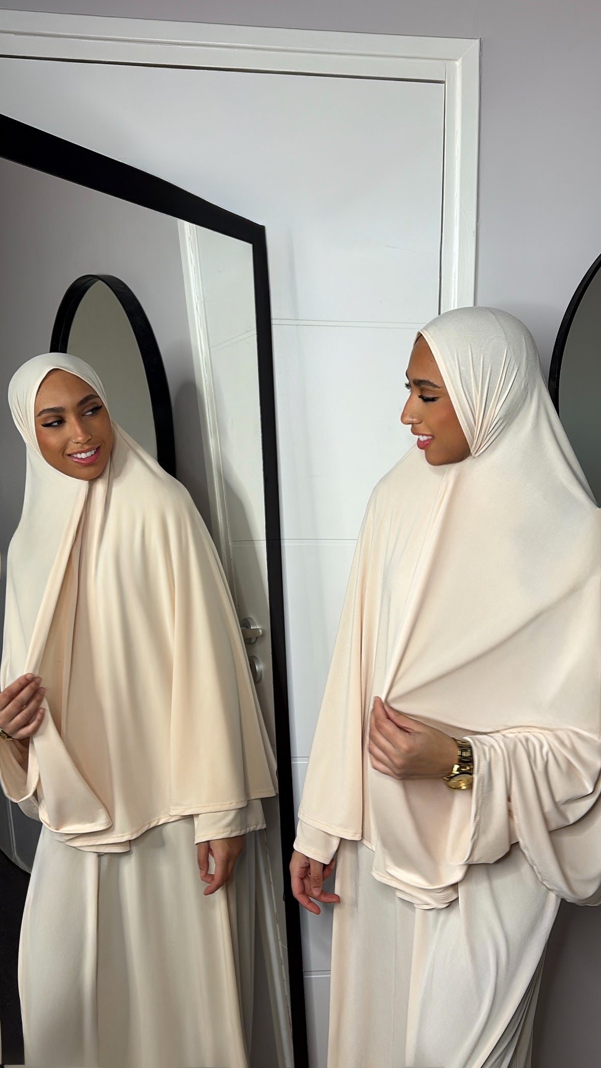 Set khalyssa - Abaya + Khimar - Blanc Ivoire
