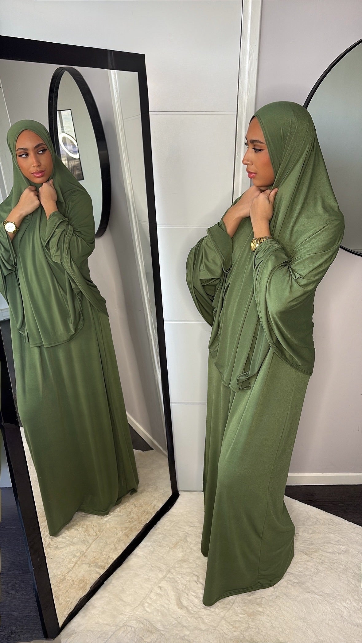 Set khalyssa - Abaya + Khimar - Vert amande